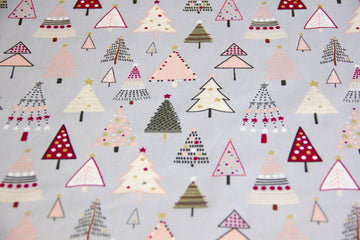 Baumwollwebware mit Weihnachtsbäumen, Weihnachten, grau, 0,5 m